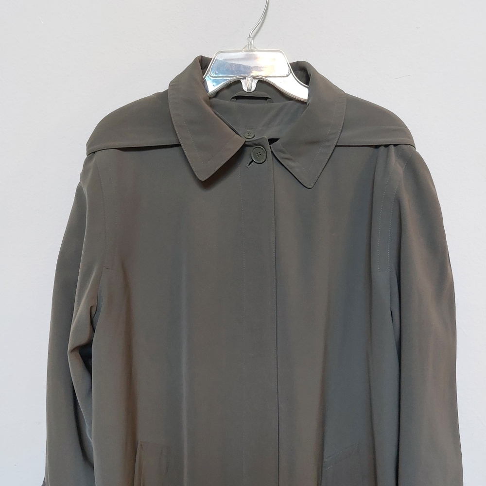 Anne Kline Olive Green Trench Coat Size 8 - Picture 5 of 16